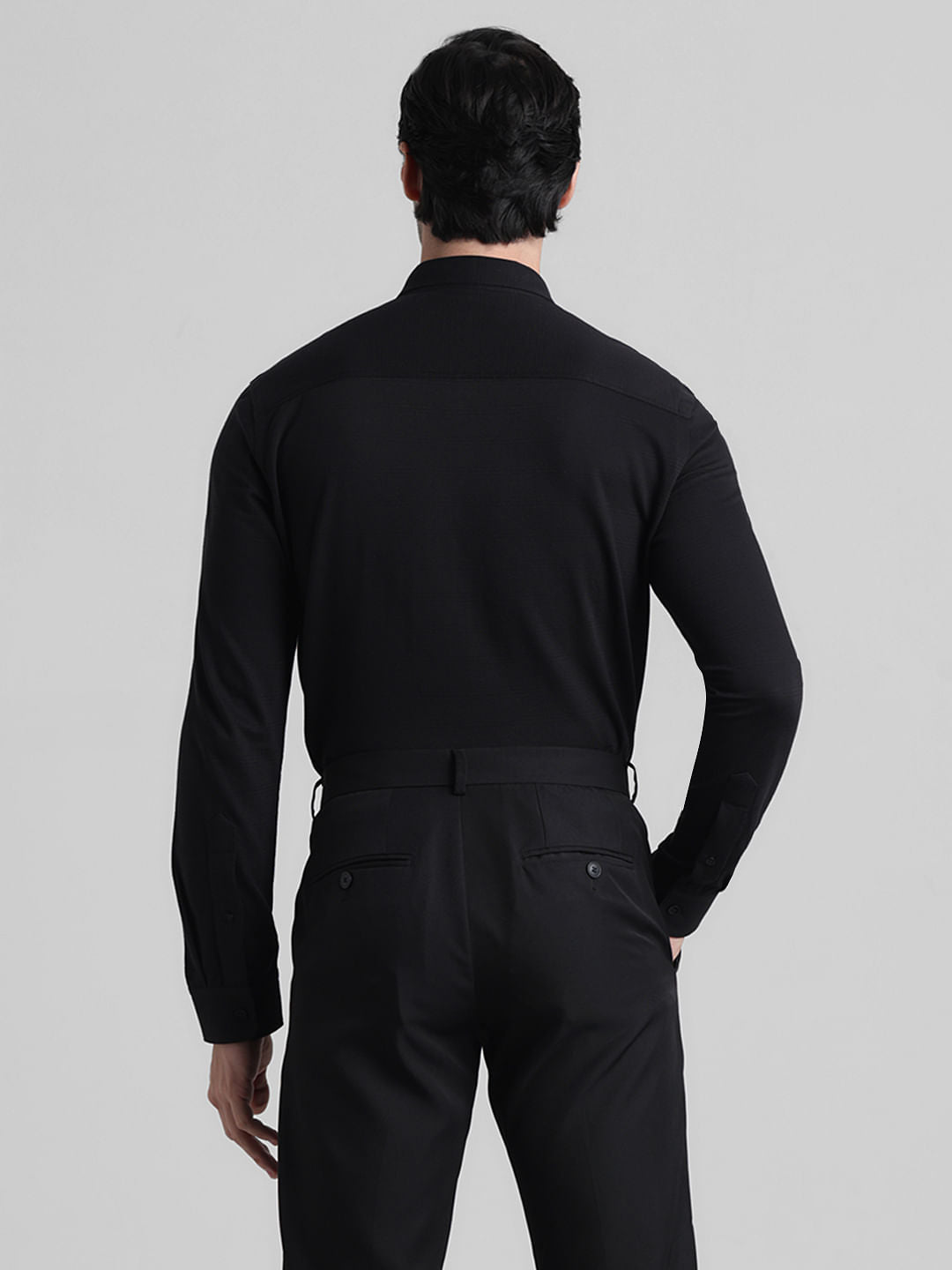 Black Knitted Full Sleeves Shirt