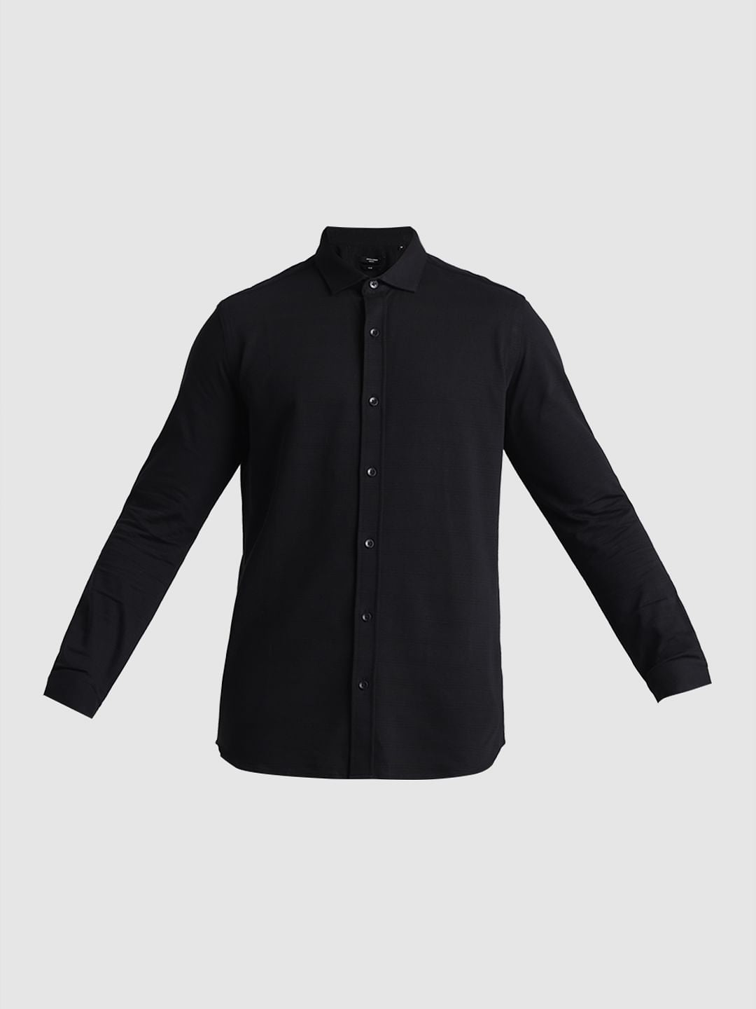 Black Knitted Full Sleeves Shirt