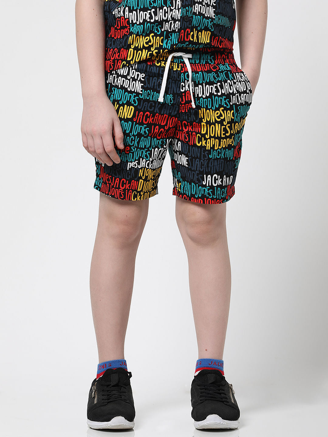 Boys Blue Logo Print Co-ord Set Shorts