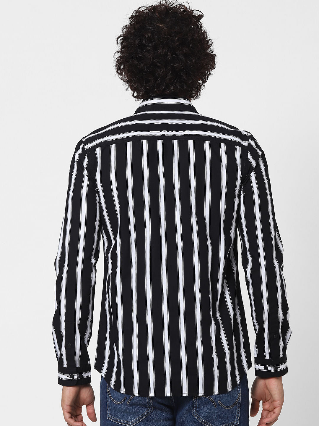 Black Striped Full Sleeves Shirt