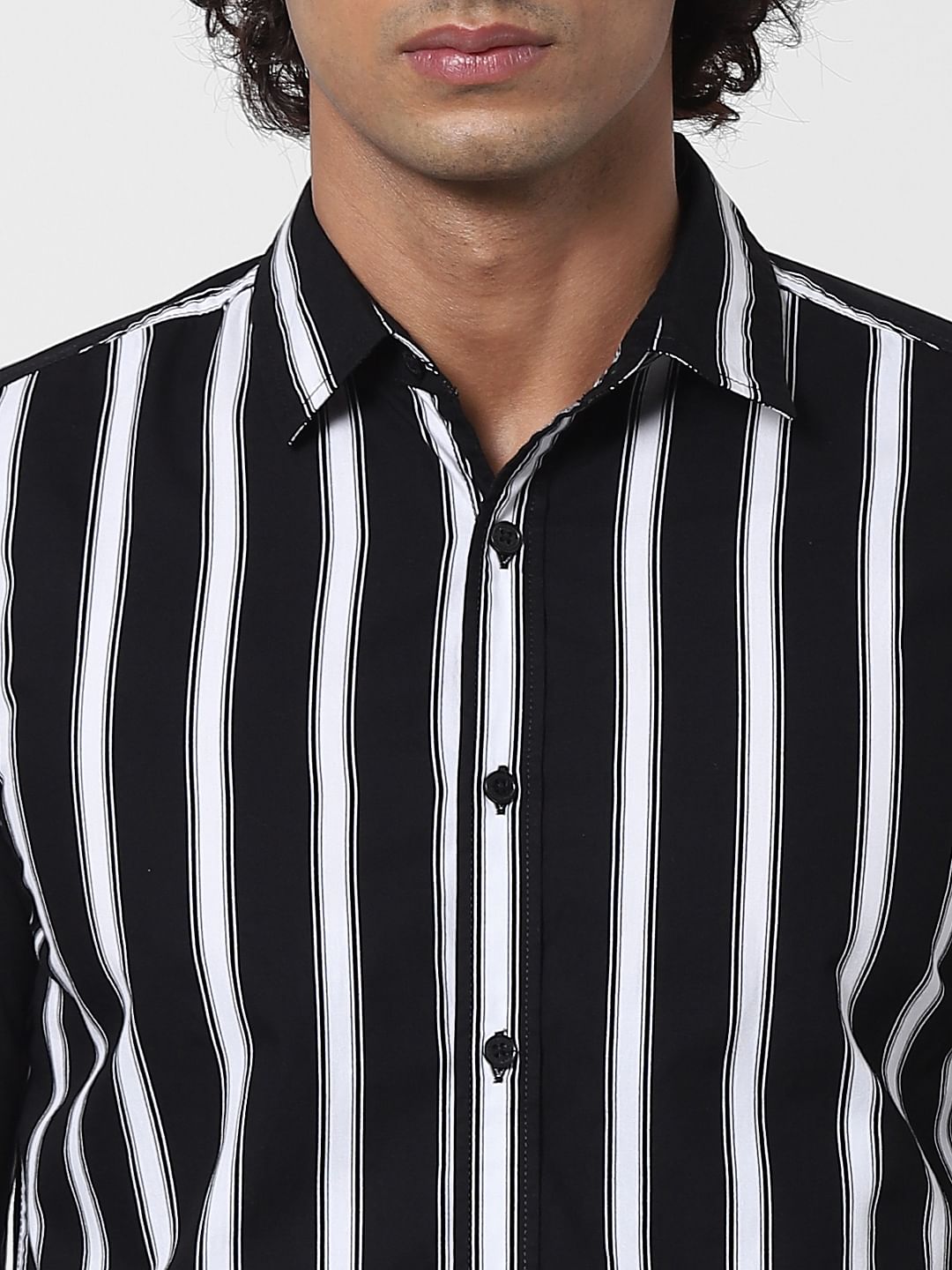 Black Striped Full Sleeves Shirt