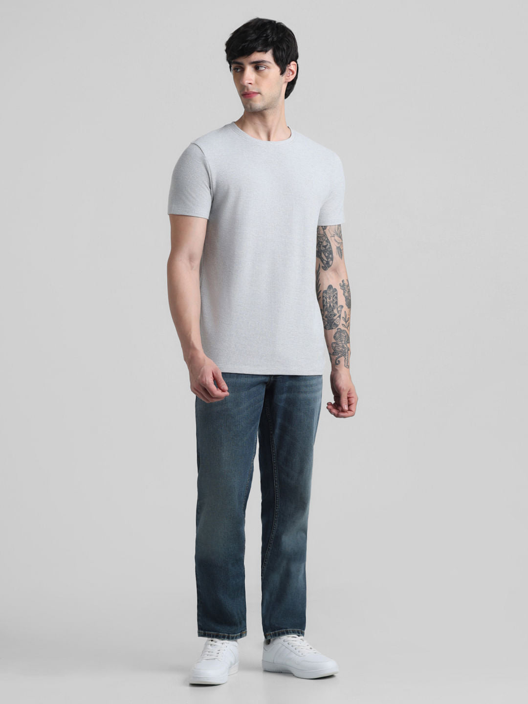 Light Grey Melange Crew Neck T-shirt