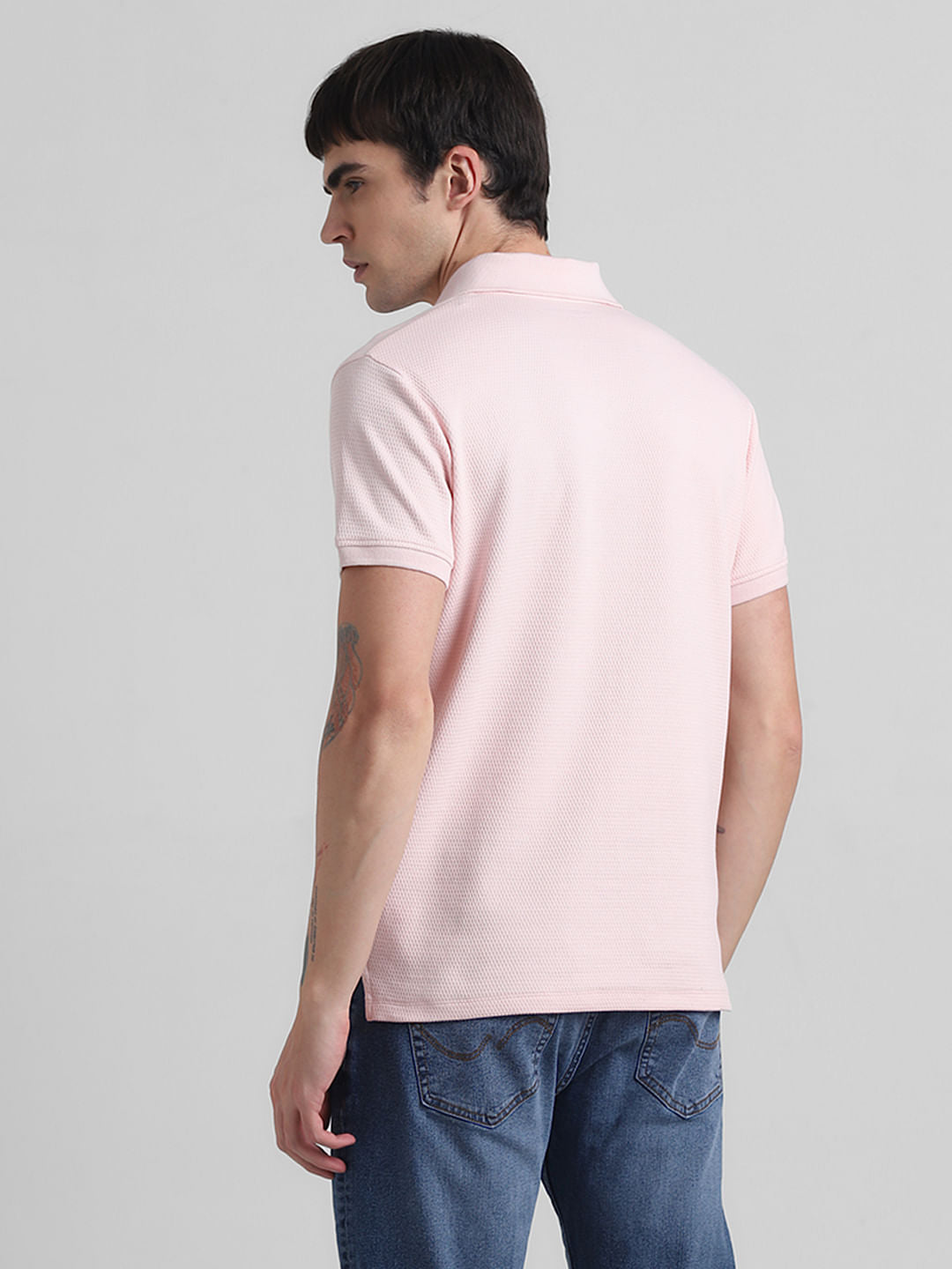 Light Pink Textured Polo T-shirt