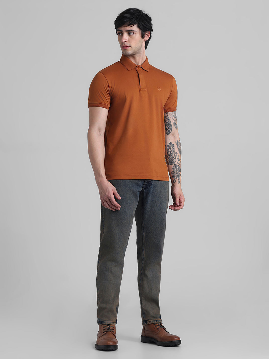 Rust Brown Cotton Polo