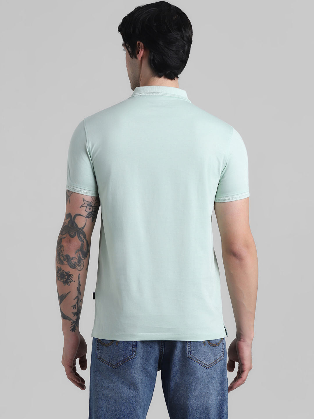 Green Contrast Tipping Polo T-shirt