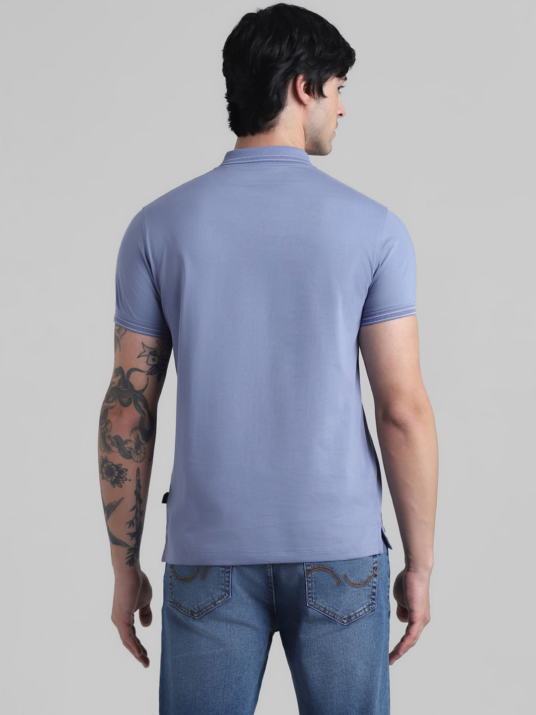 Blue Contrast Tipping Polo T-shirt