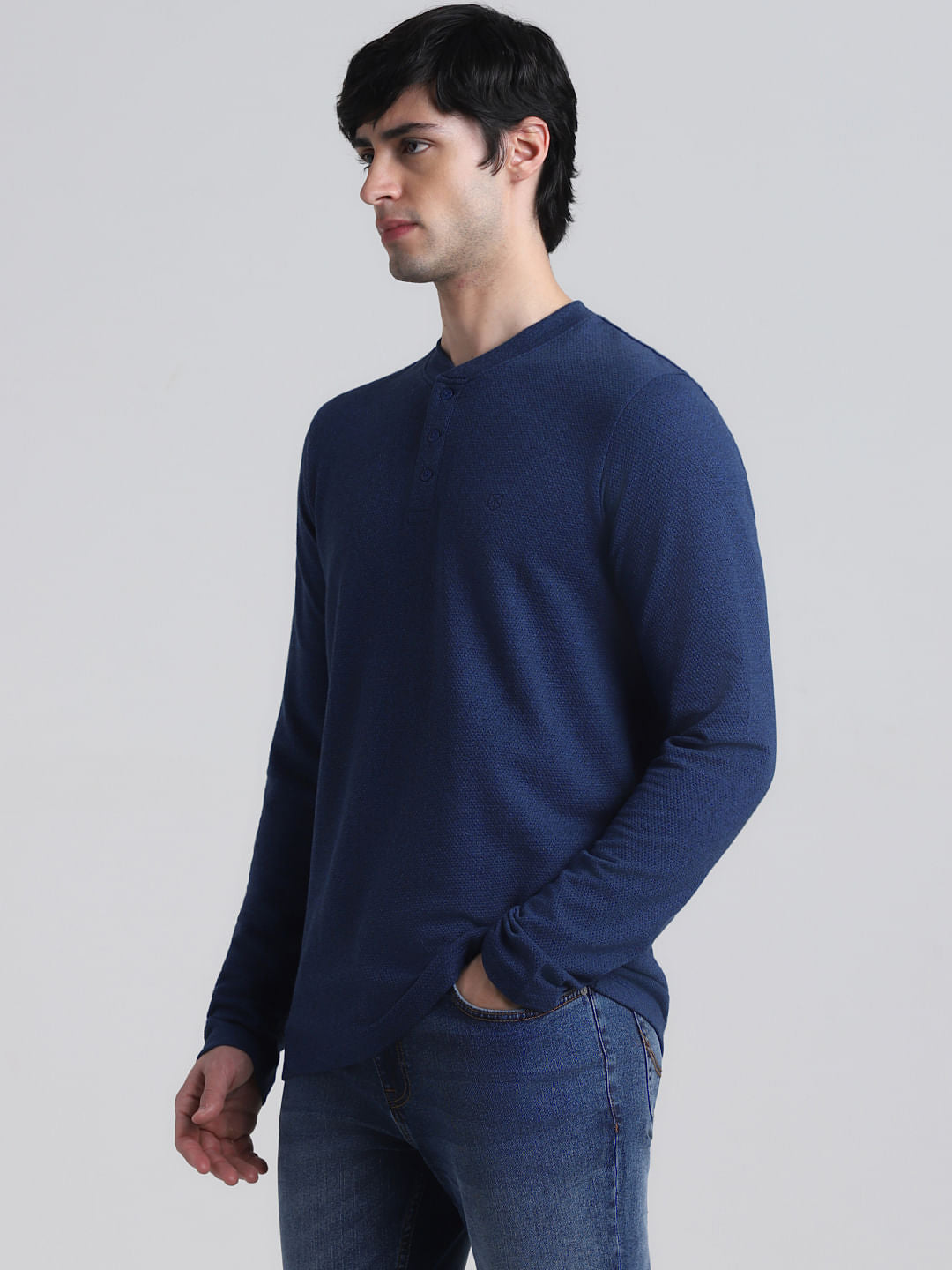 Navy Blue Henley T-shirt