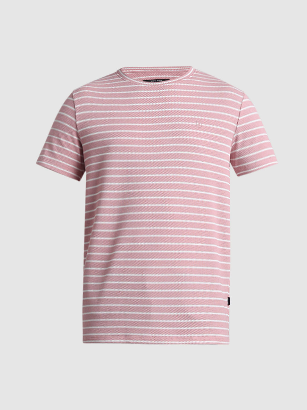 Pink Striped Crew Neck T-shirt