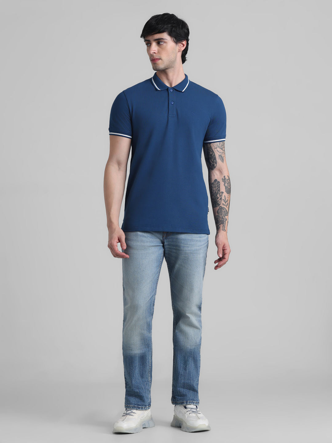 Blue Contrast Tipping Polo