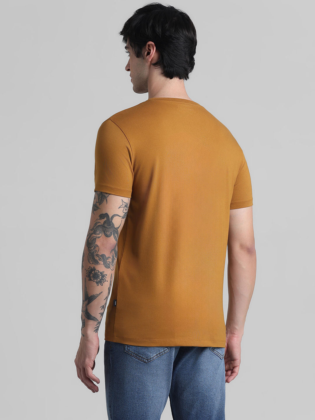 Golden Brown Floral Print T-shirt