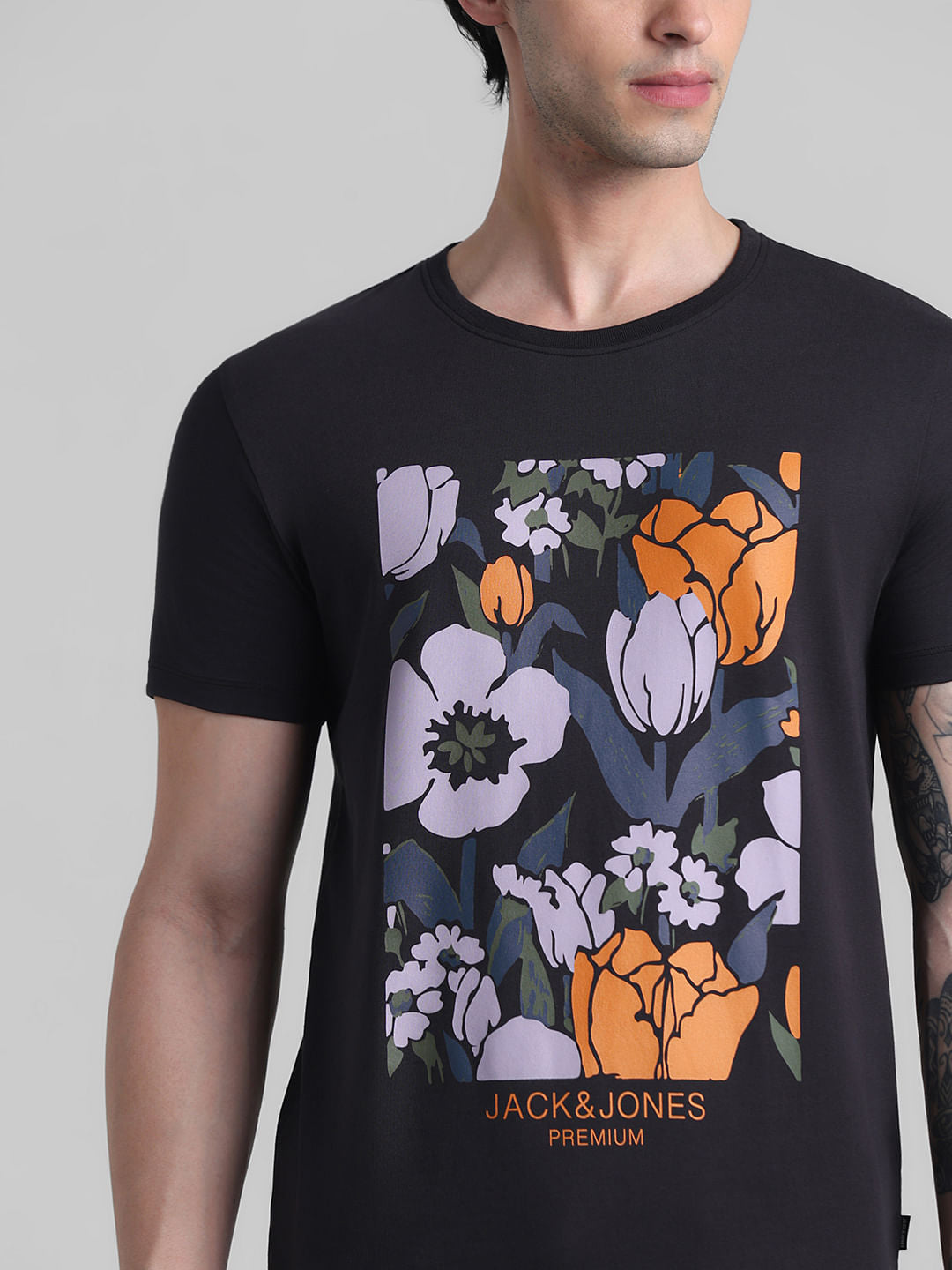 Black Floral Print T-shirt
