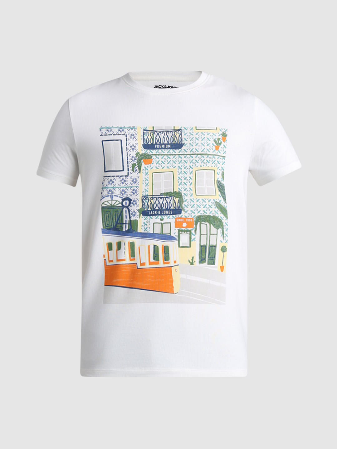 White Graphic Print T-shirt