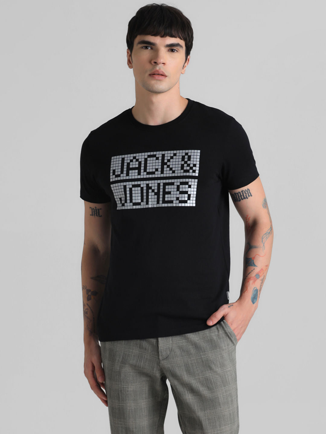 Black Logo Print Crew Neck T-shirt