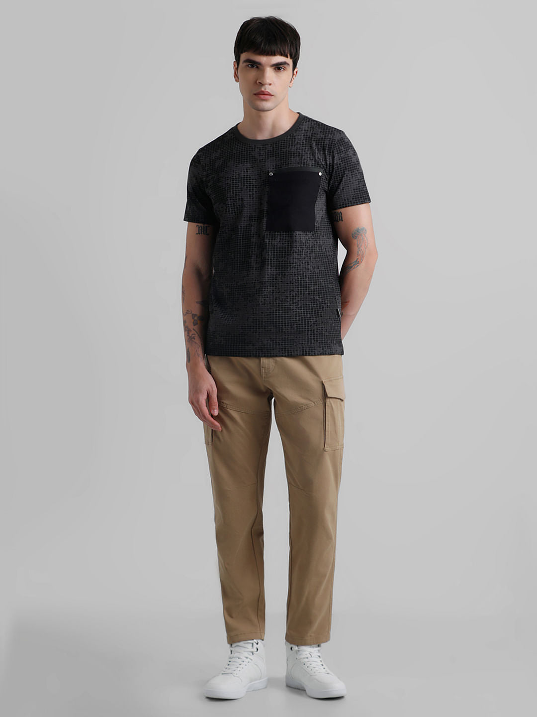 Black Printed Patch Pocket T-shirt