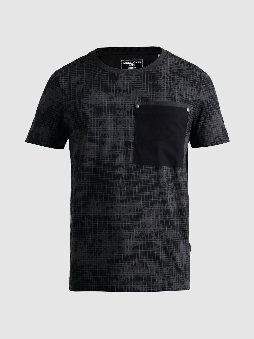 Black Printed Patch Pocket T-shirt
