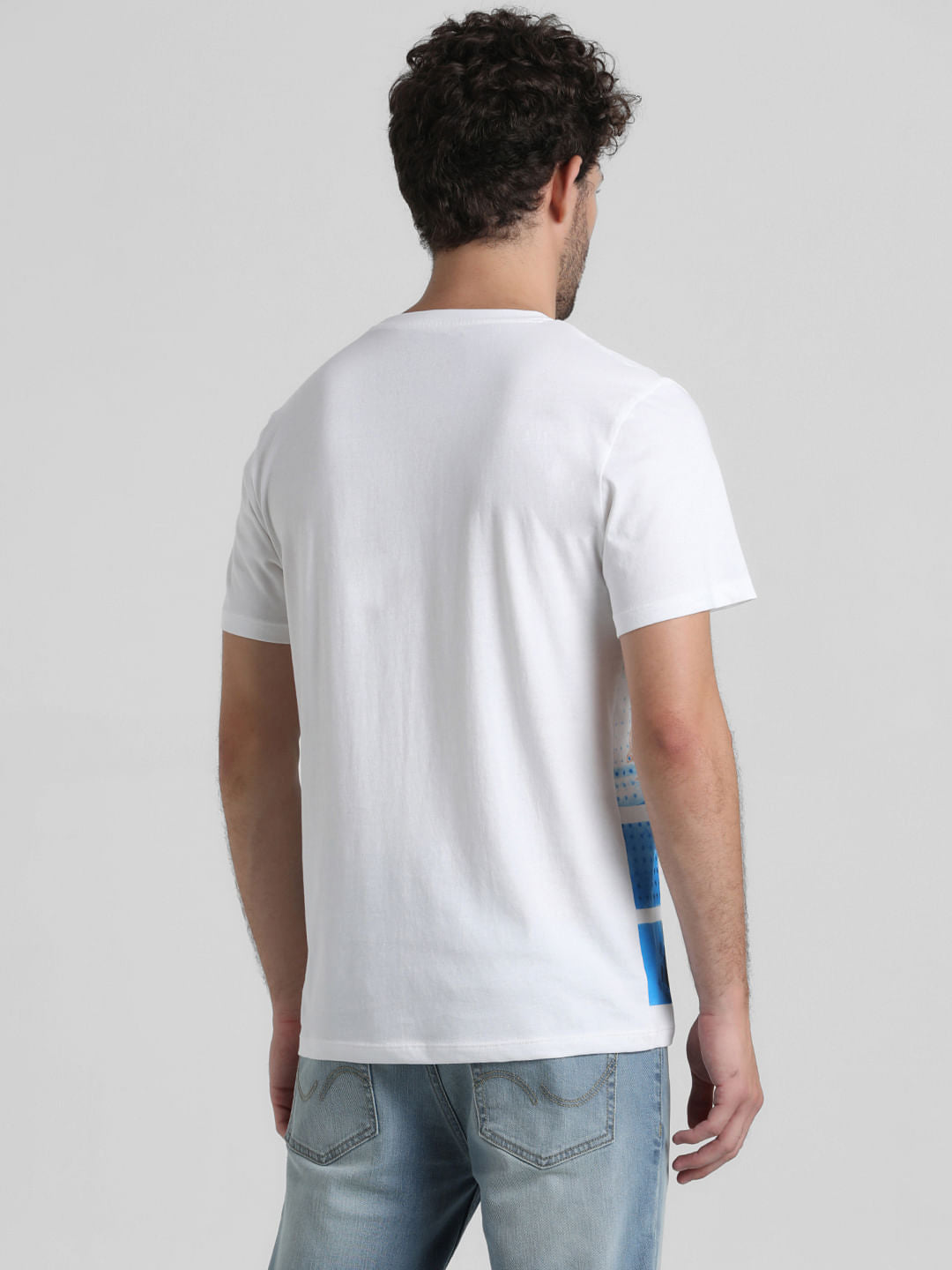 White Placement Print Crew Neck T-shirt