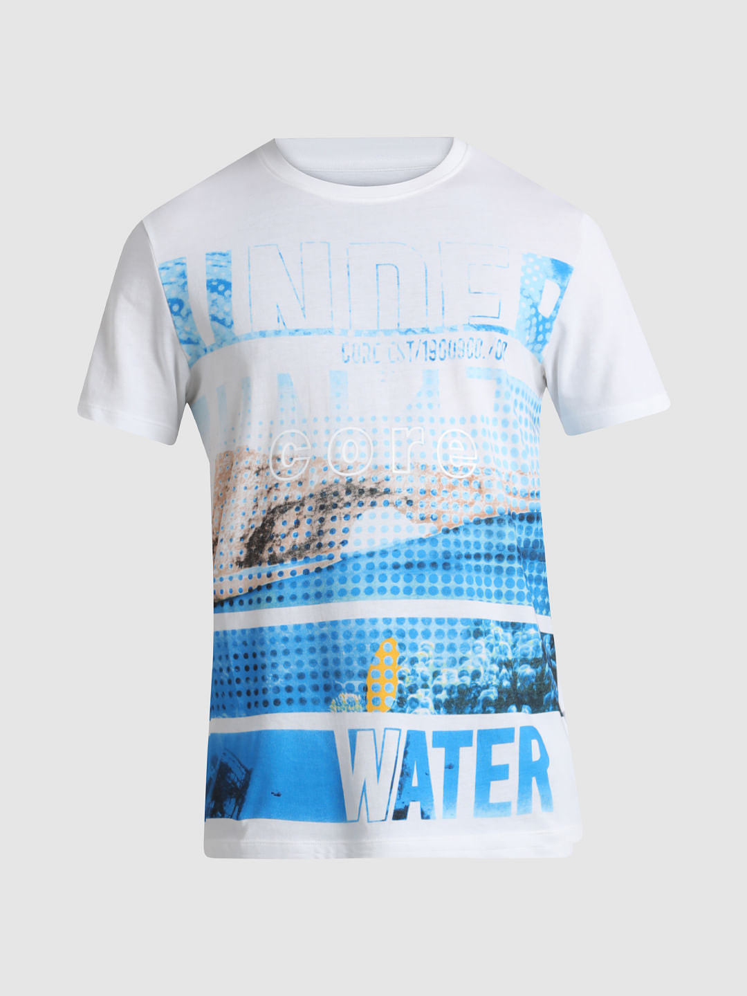 White Placement Print Crew Neck T-shirt