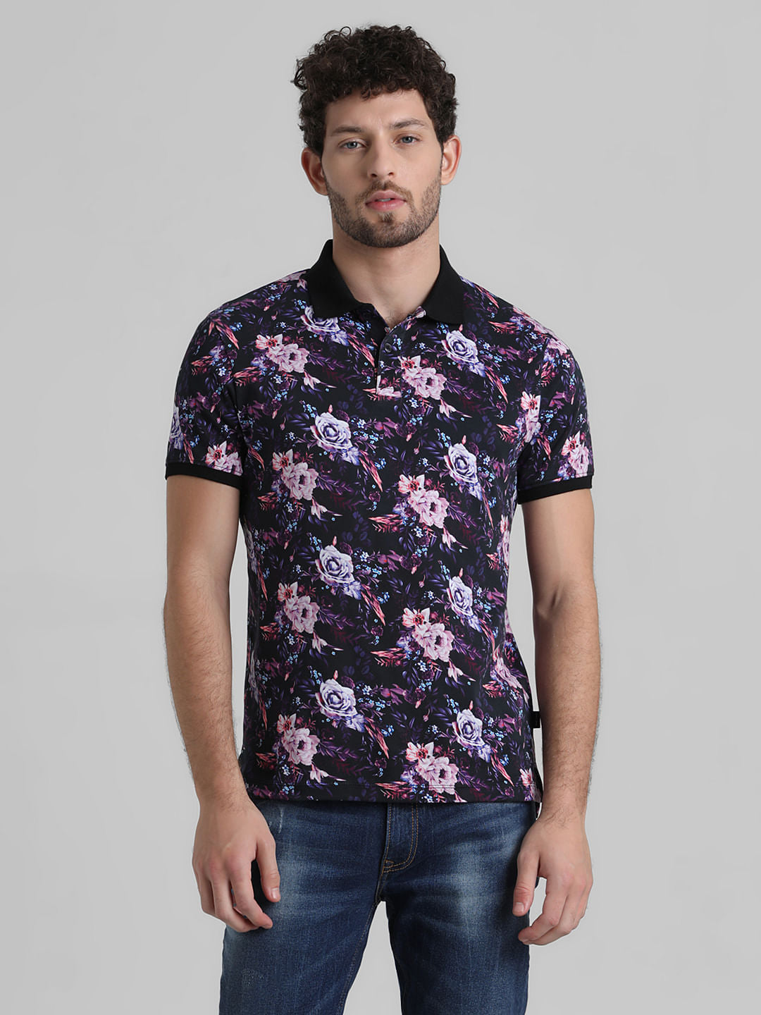 Purple Floral Polo T-shirt