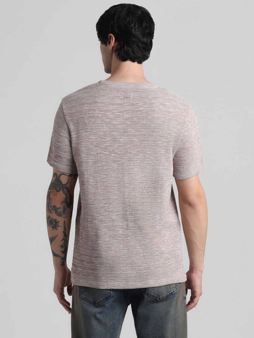Beige Knitted Crew Neck T-shirt