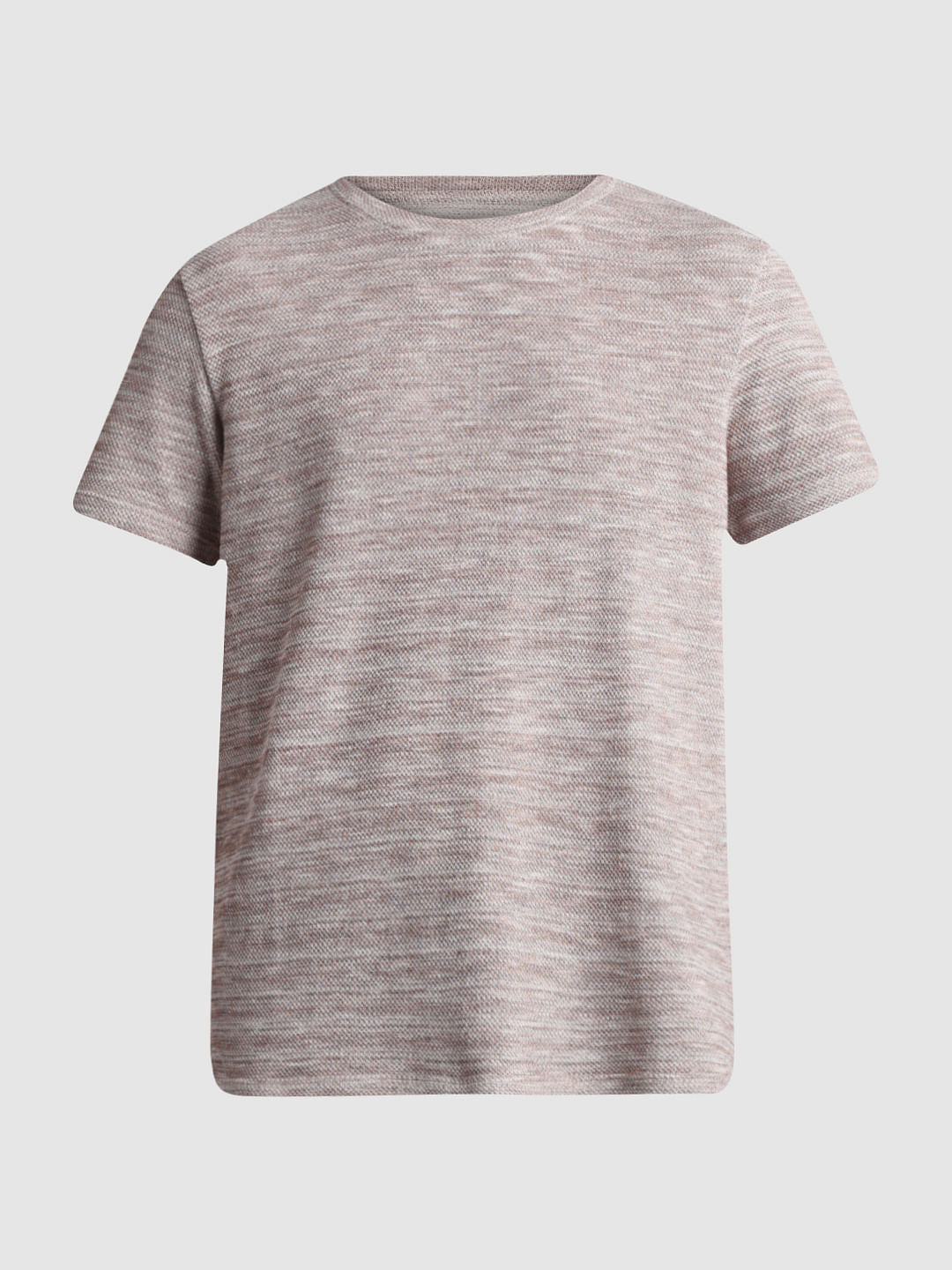 Beige Knitted Crew Neck T-shirt
