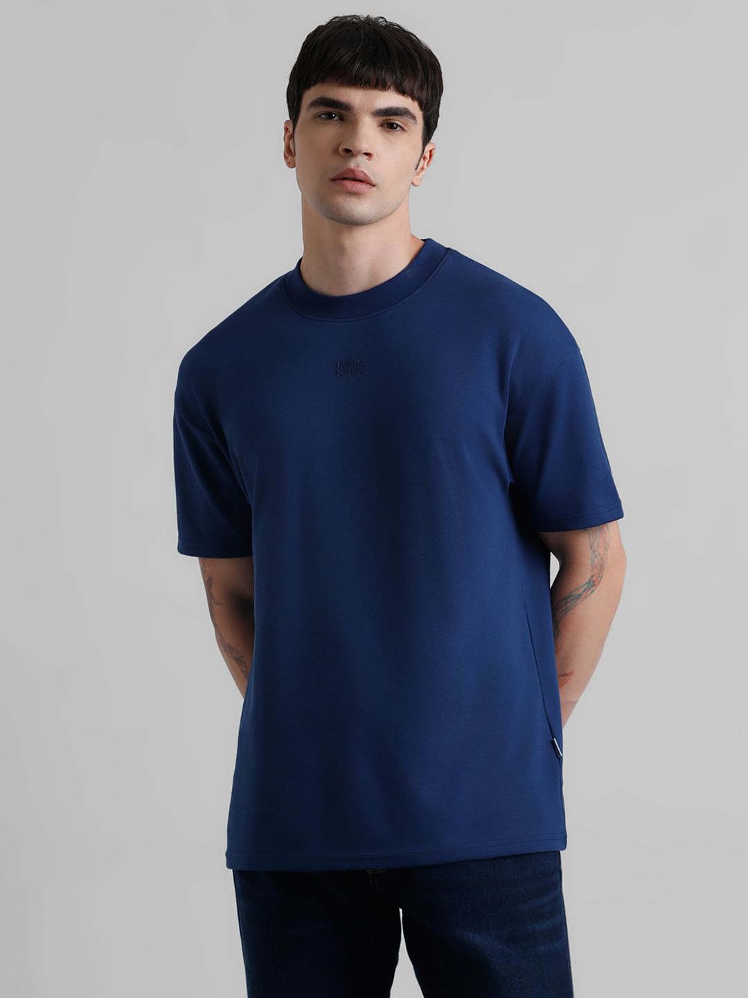 URBAN RACERS by JACK&JONES Blue Logo Print Crew Neck T-shirt