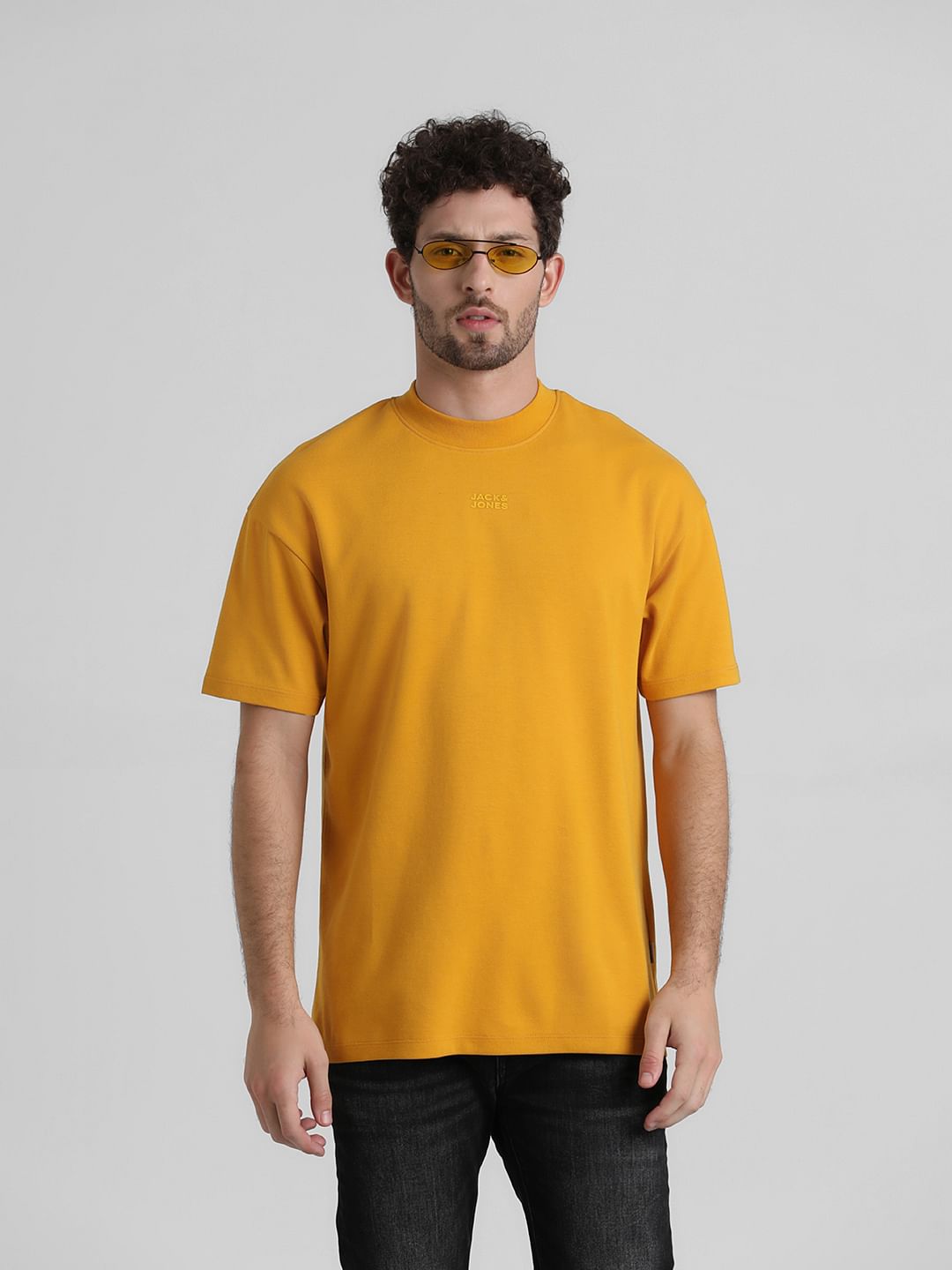 URBAN RACERS by JACK&JONES Yellow High Neck Crew Neck T-shirt