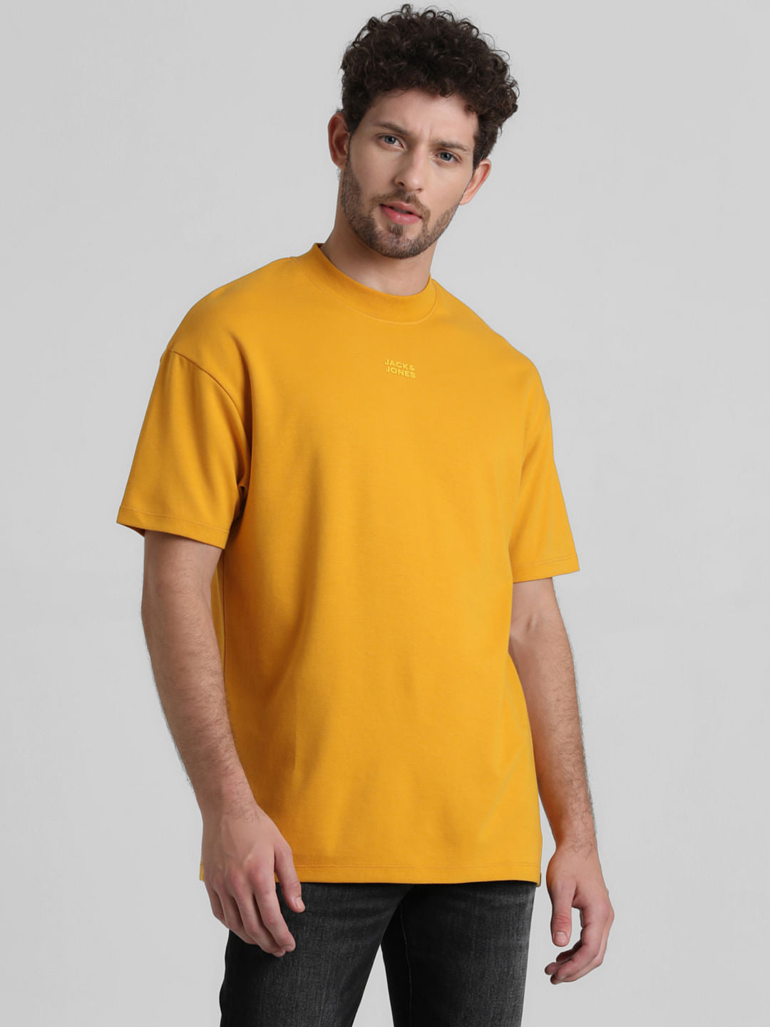 URBAN RACERS by JACK&JONES Yellow High Neck Crew Neck T-shirt