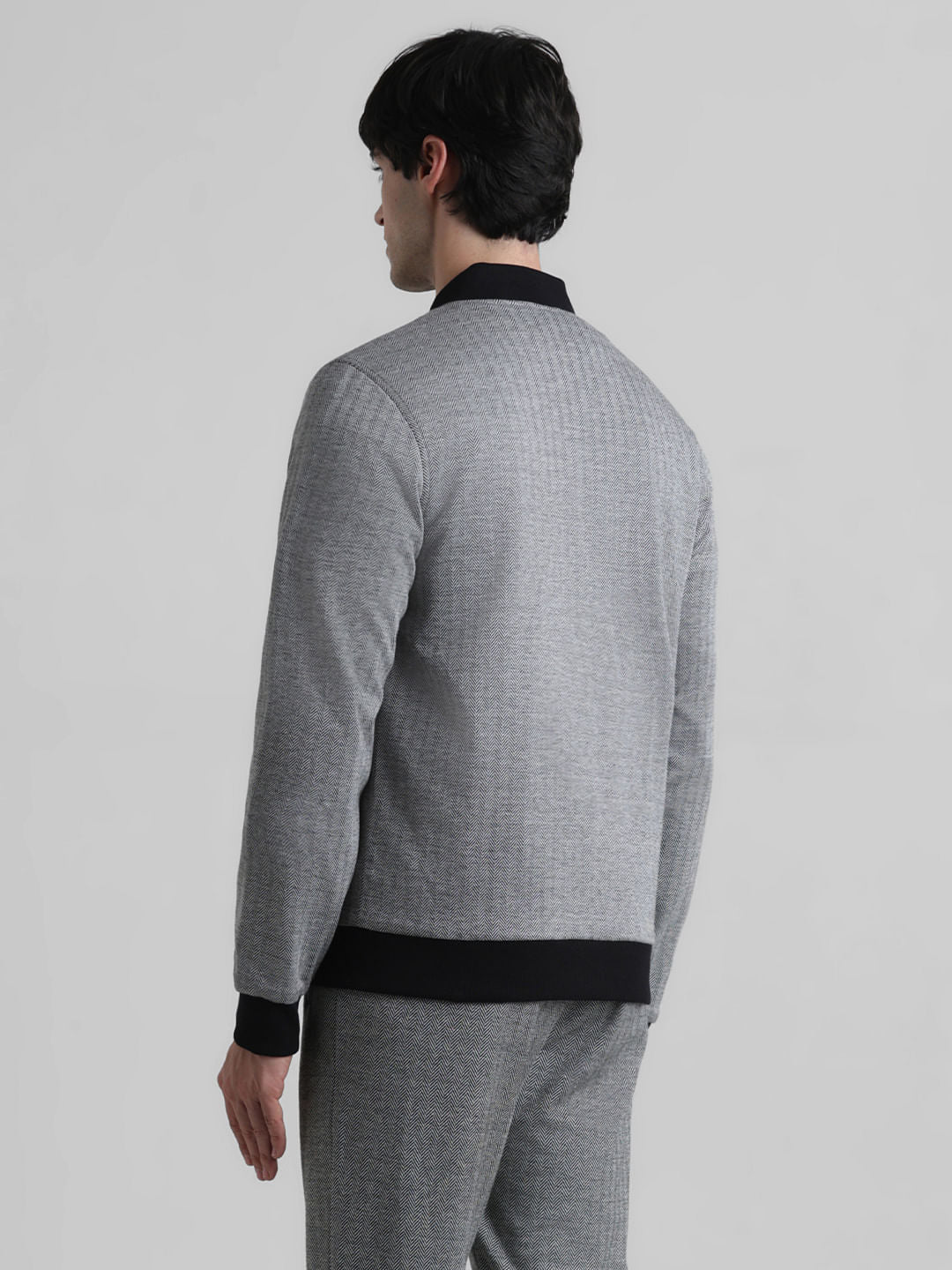 Grey Printed Knit Co-ord Set Jacket