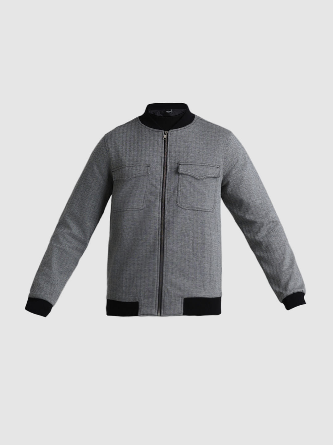 Grey Printed Knit Co-ord Set Jacket