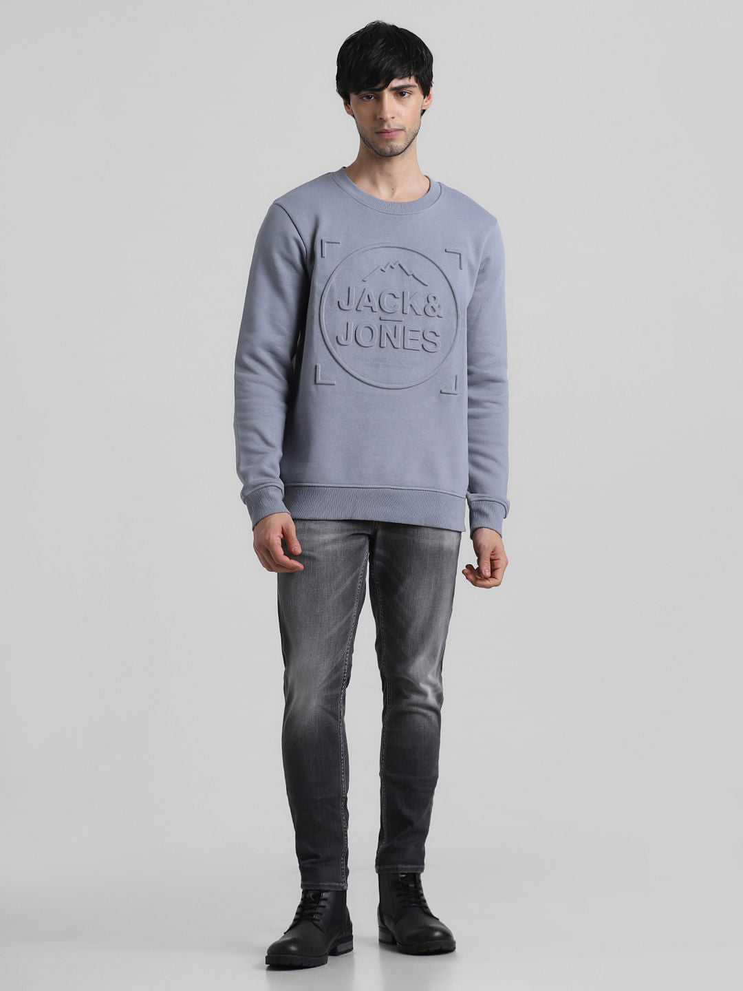 Grey Embossed Logo Sweatshirt