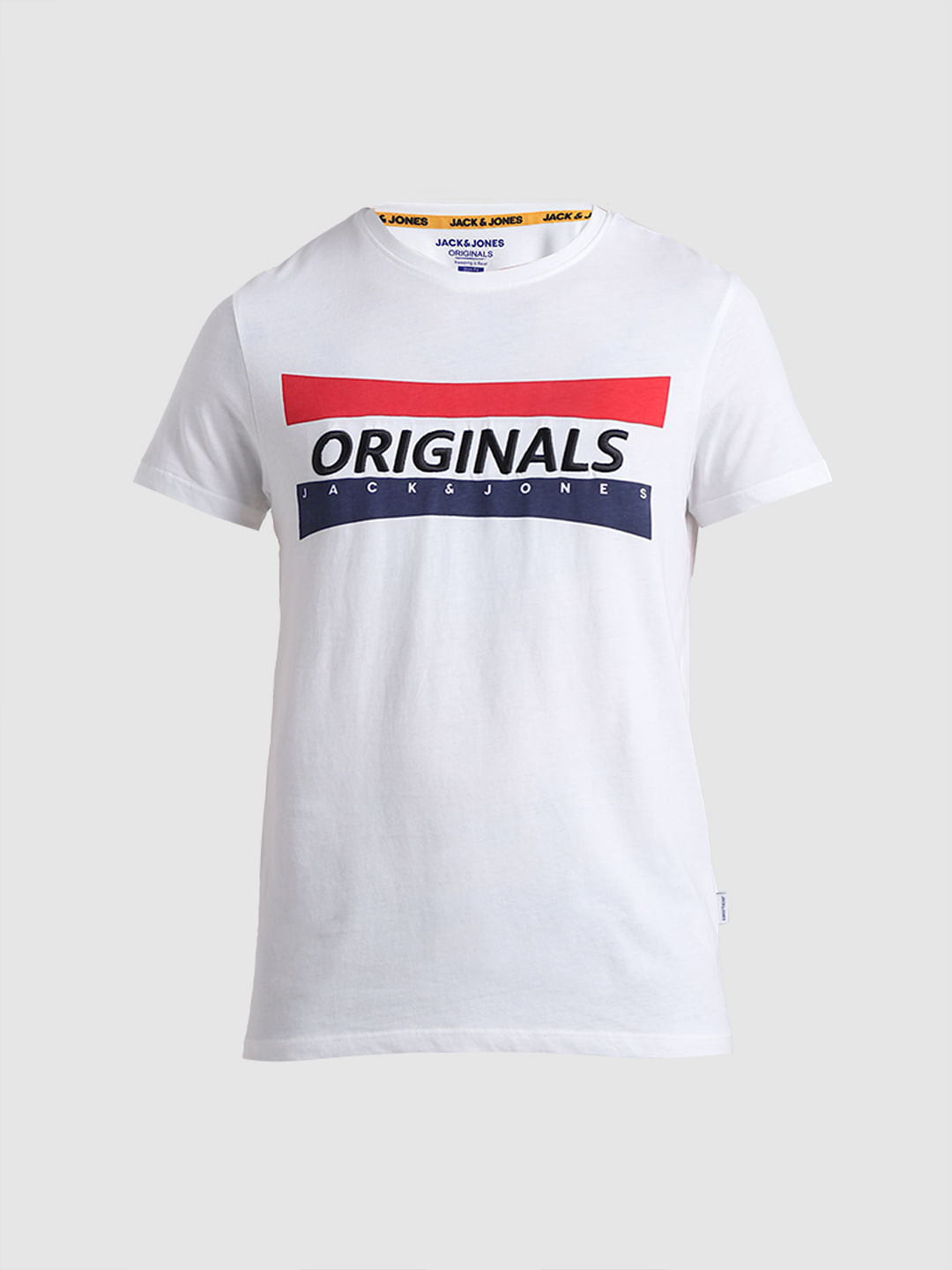White Embroidered Logo Print T-shirt