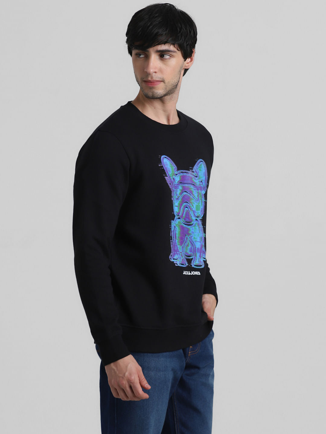 Black Doggo Print Sweatshirt