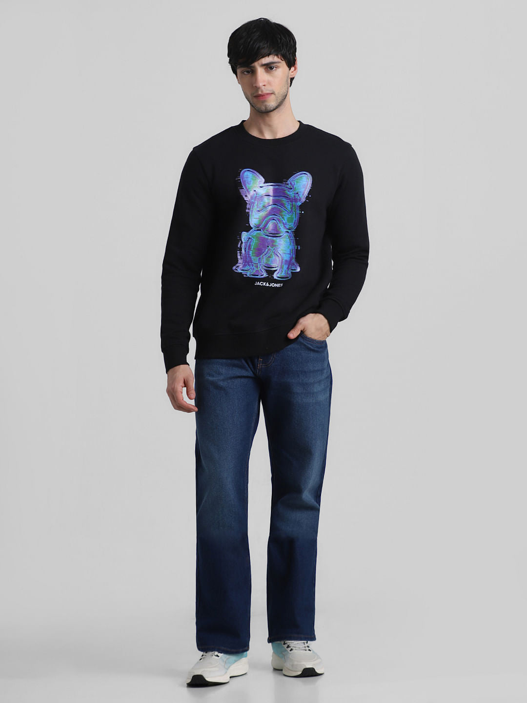 Black Doggo Print Sweatshirt