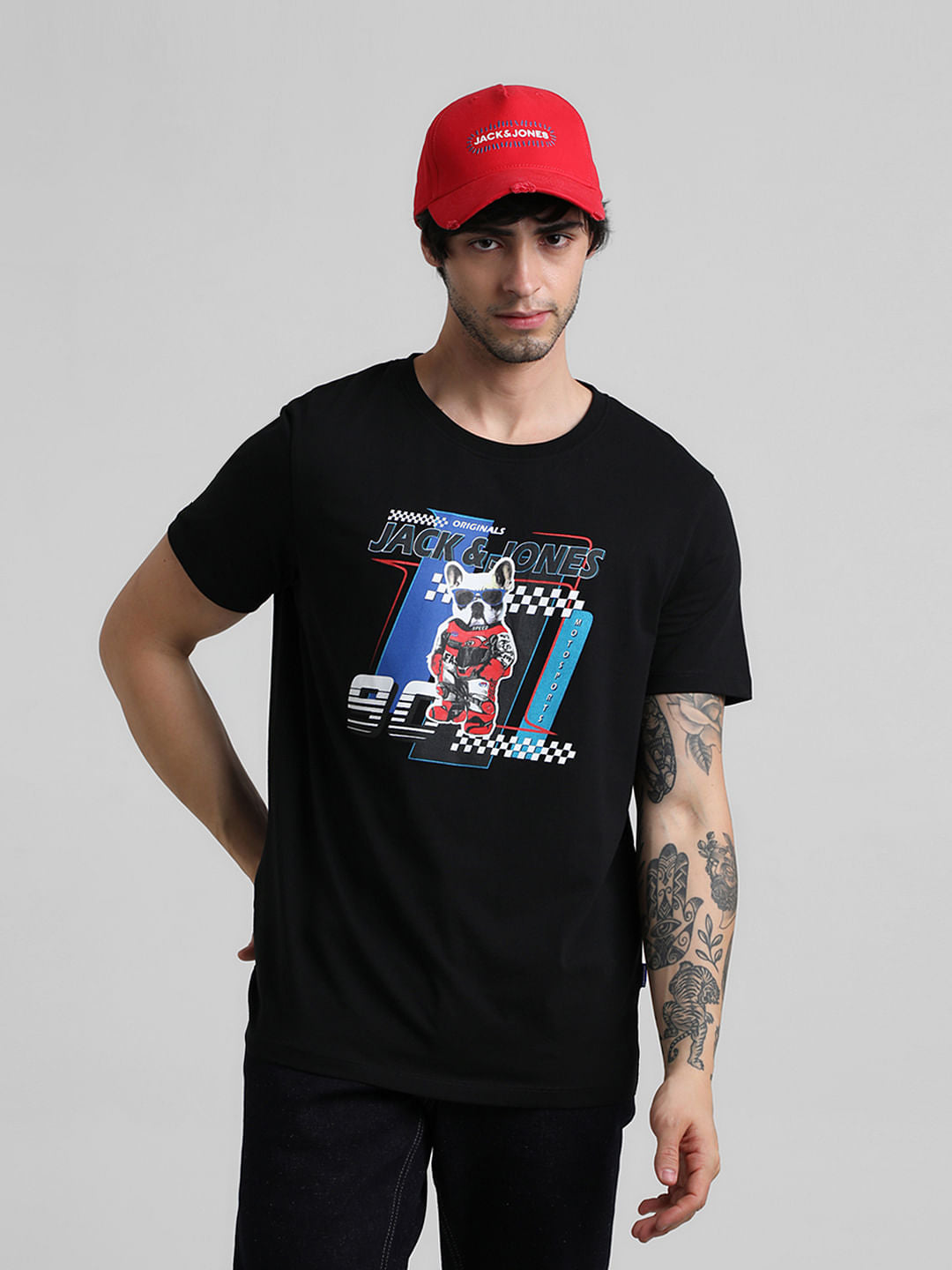 URBAN RACERS by JACK&JONES Black Racer Doggo Print T-shirt