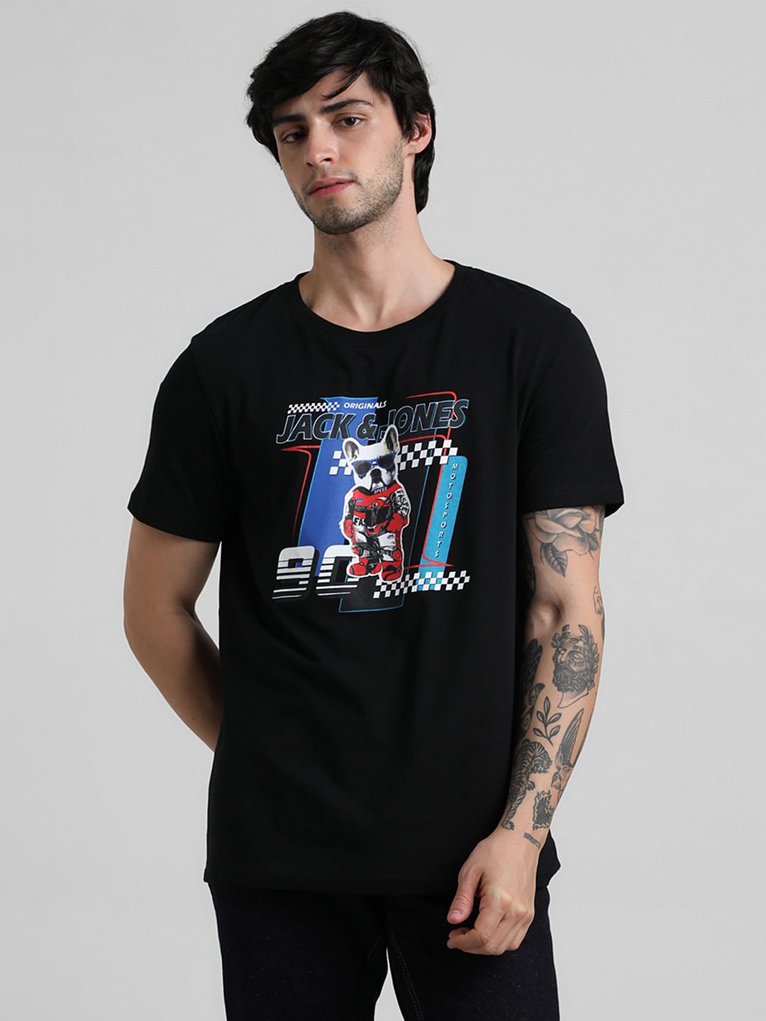 URBAN RACERS by JACK&JONES Black Racer Doggo Print T-shirt