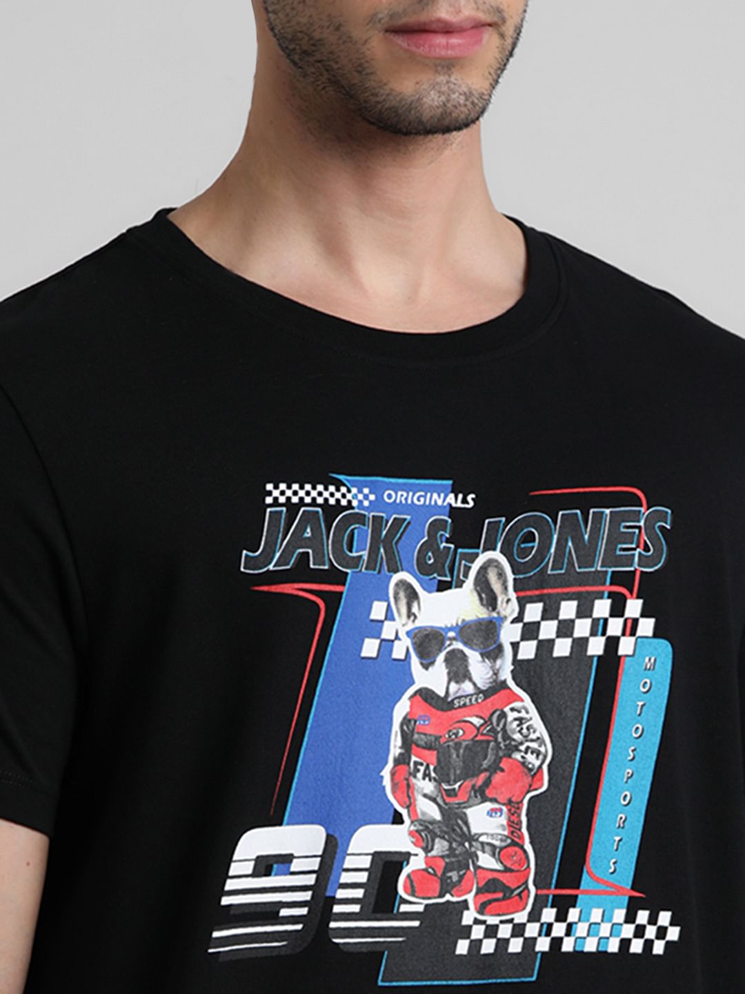 URBAN RACERS by JACK&JONES Black Racer Doggo Print T-shirt