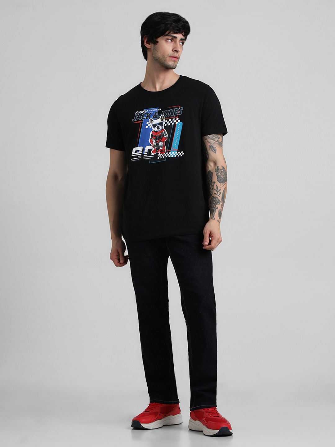 URBAN RACERS by JACK&JONES Black Racer Doggo Print T-shirt