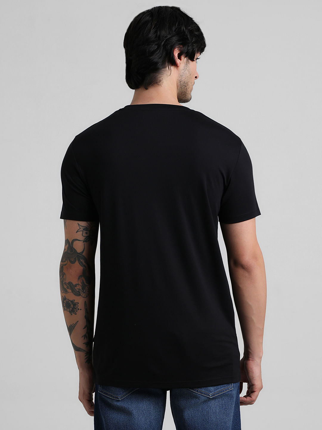 Black Chest Print Oversized T-shirt