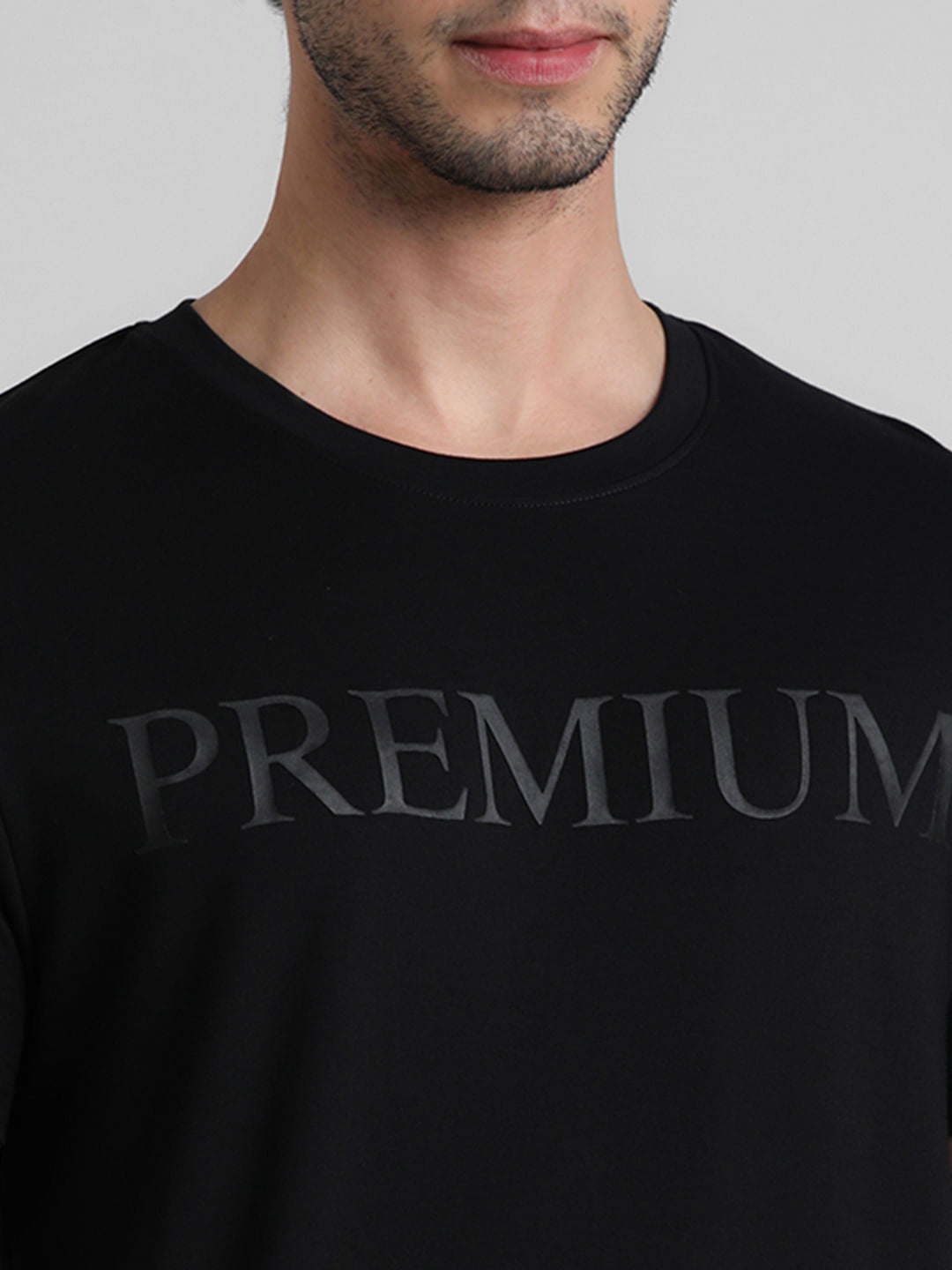 Black Chest Print Oversized T-shirt