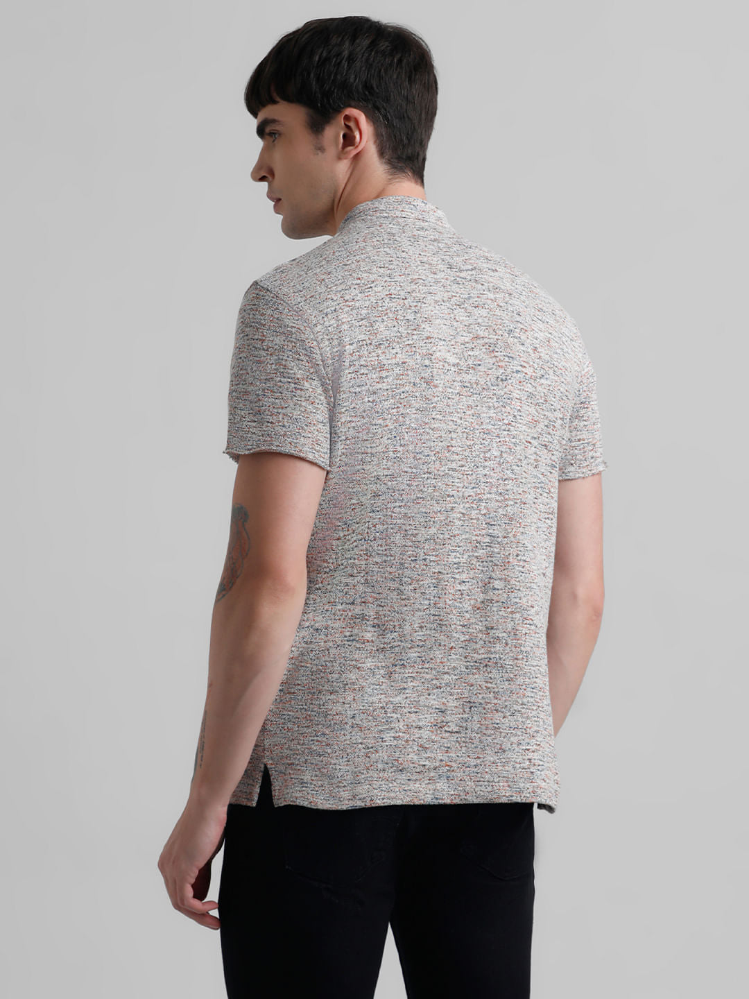 Beige Printed Crew Neck T-shirt