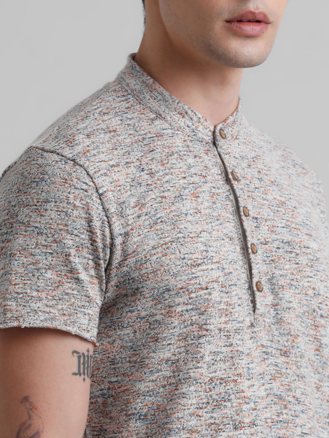 Beige Printed Crew Neck T-shirt
