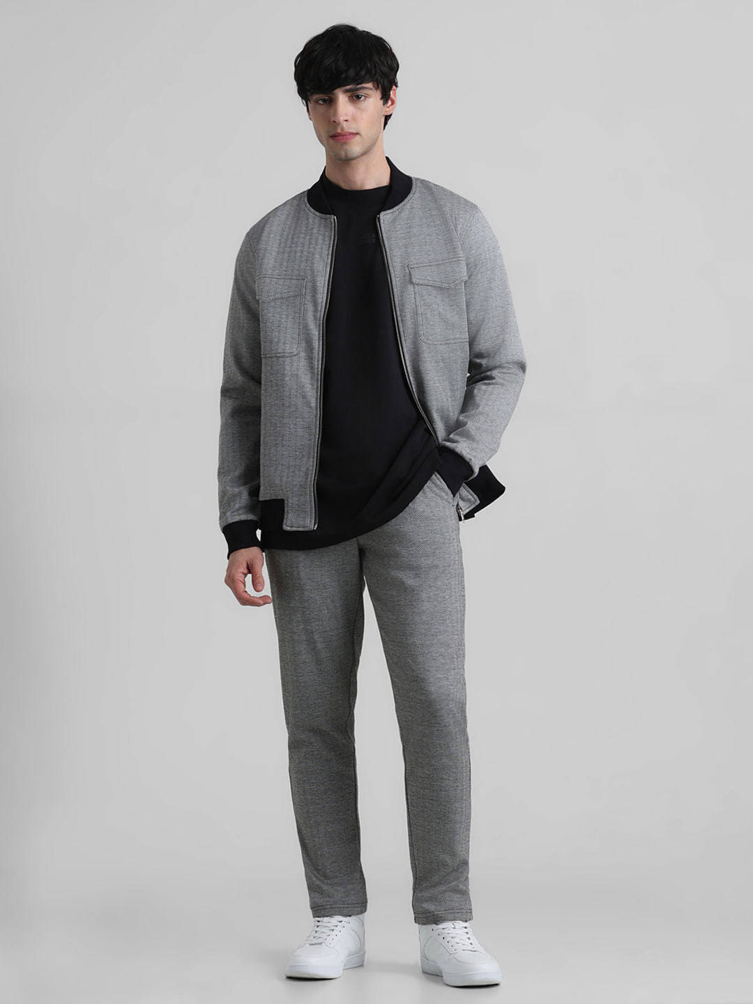 Grey Mid Rise Printed Co-ord Set Pants