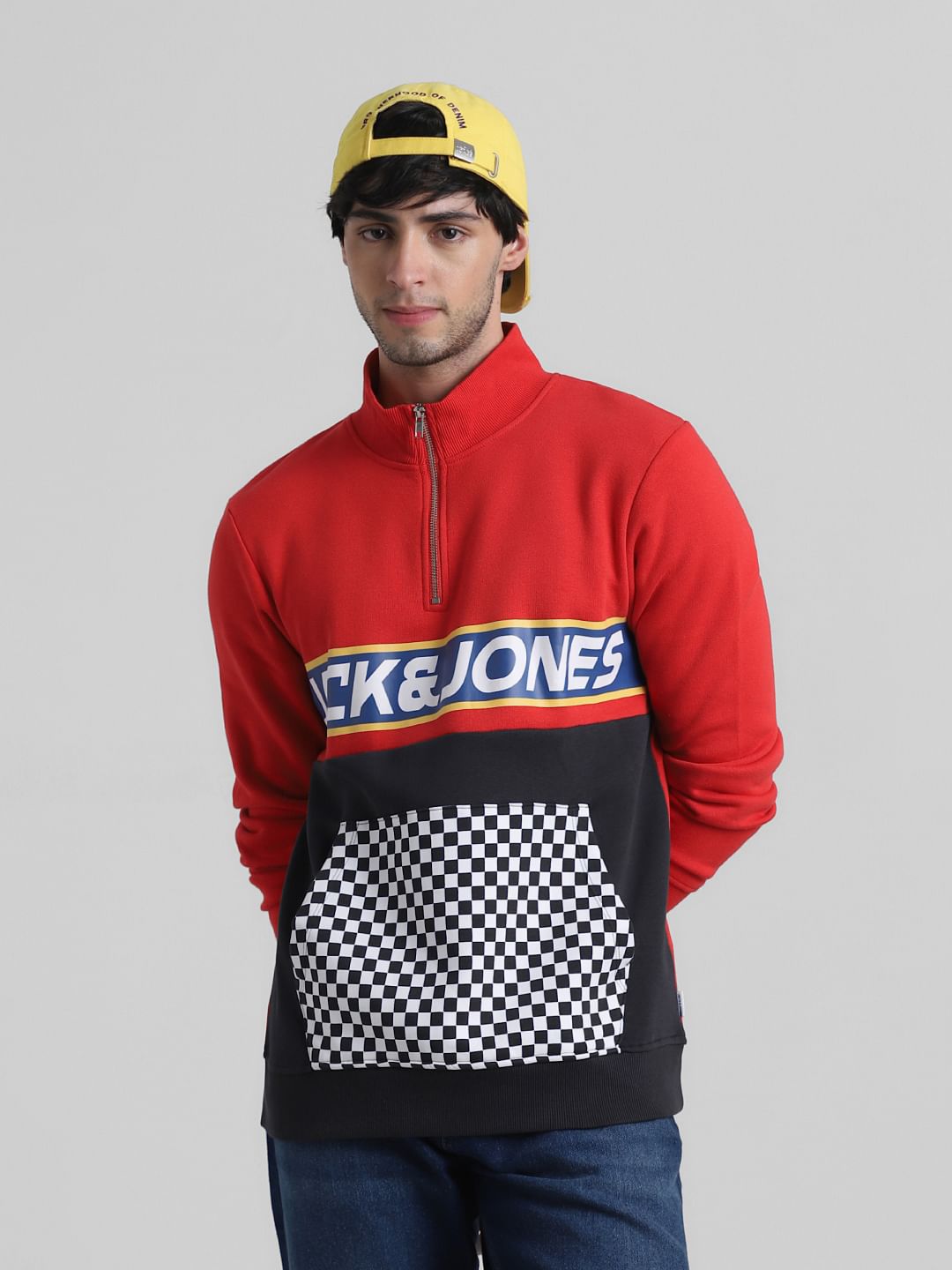 URBAN RACERS by Red High Neck Zip-up Sweatshirt