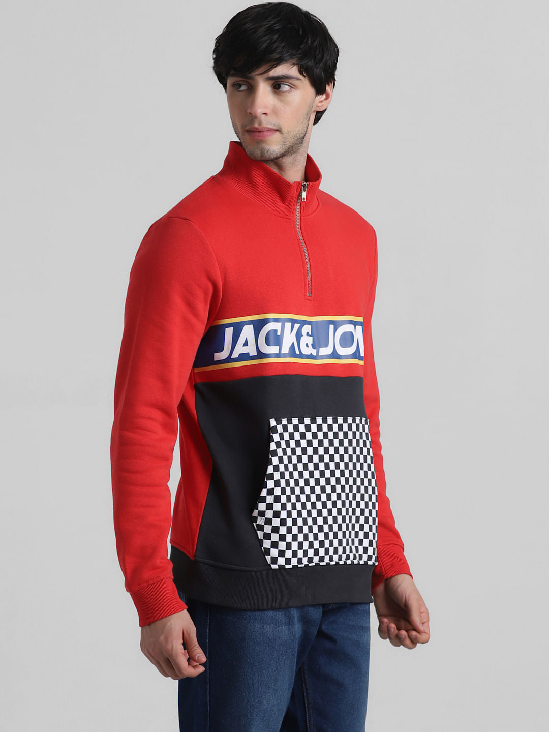 URBAN RACERS by Red High Neck Zip-up Sweatshirt