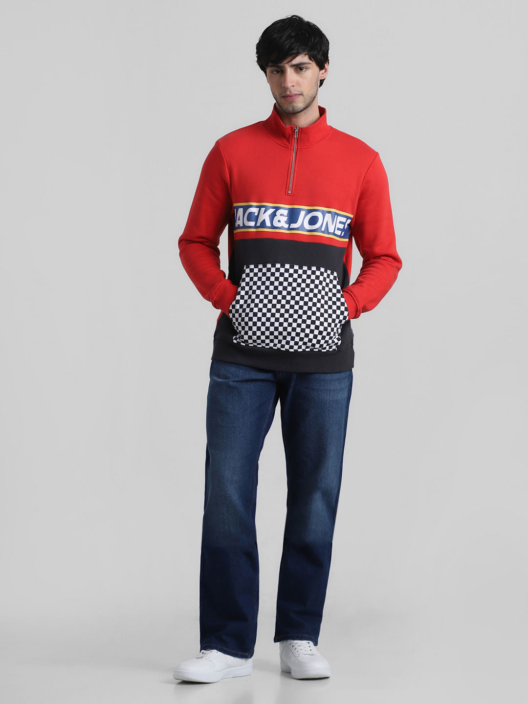 URBAN RACERS by Red High Neck Zip-up Sweatshirt