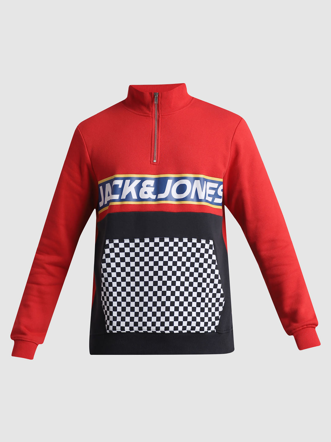 URBAN RACERS by Red High Neck Zip-up Sweatshirt