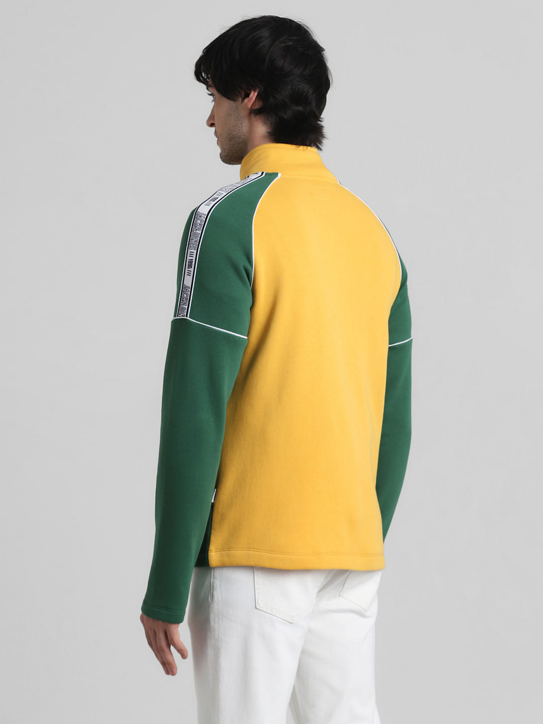 Yellow Colourblocked High Neck Sweatshirt