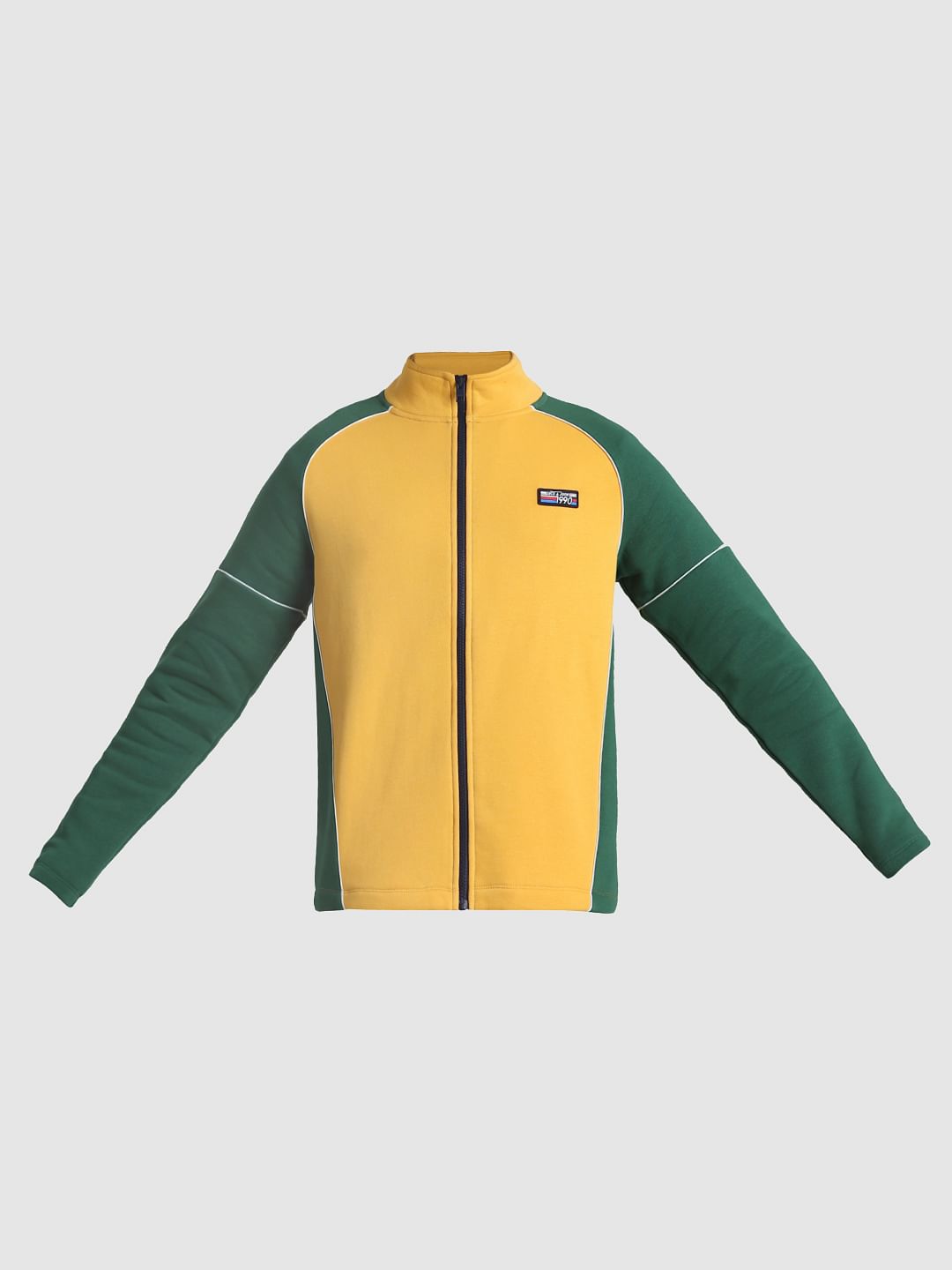 Yellow Colourblocked High Neck Sweatshirt