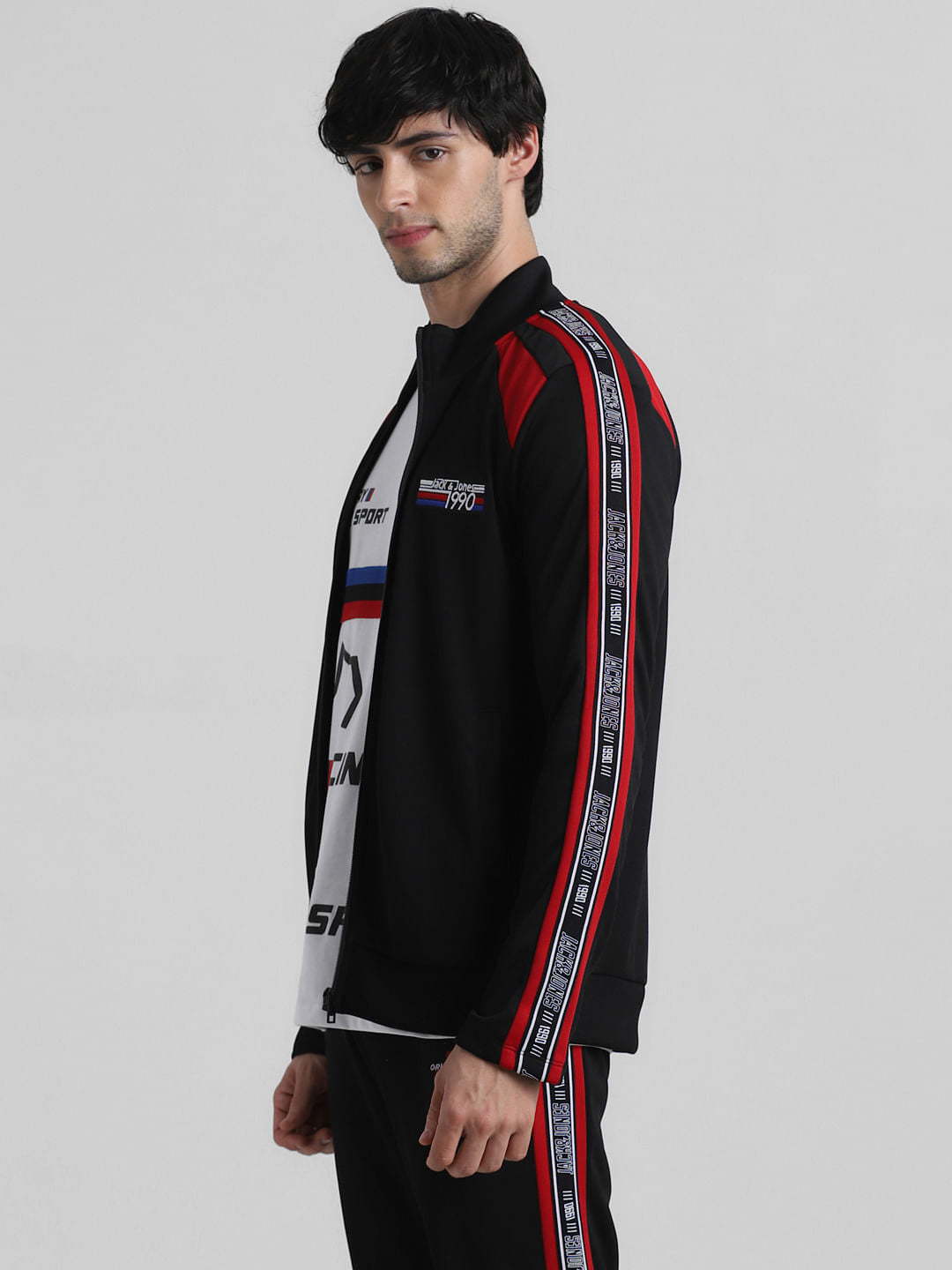 URBAN RACERS by Black Colourblocked Zip-Up Sweatshirt