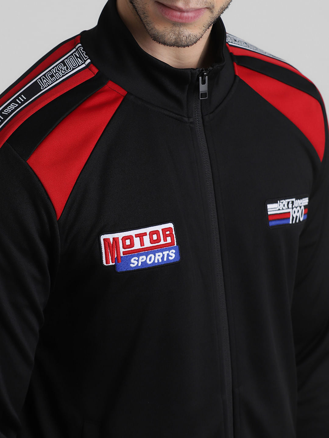 URBAN RACERS by Black Colourblocked Zip-Up Sweatshirt